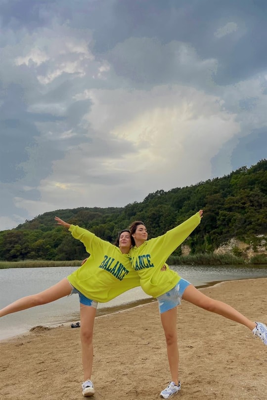 Kapüşonlu Balance Sweatshirt Neon Yeşil