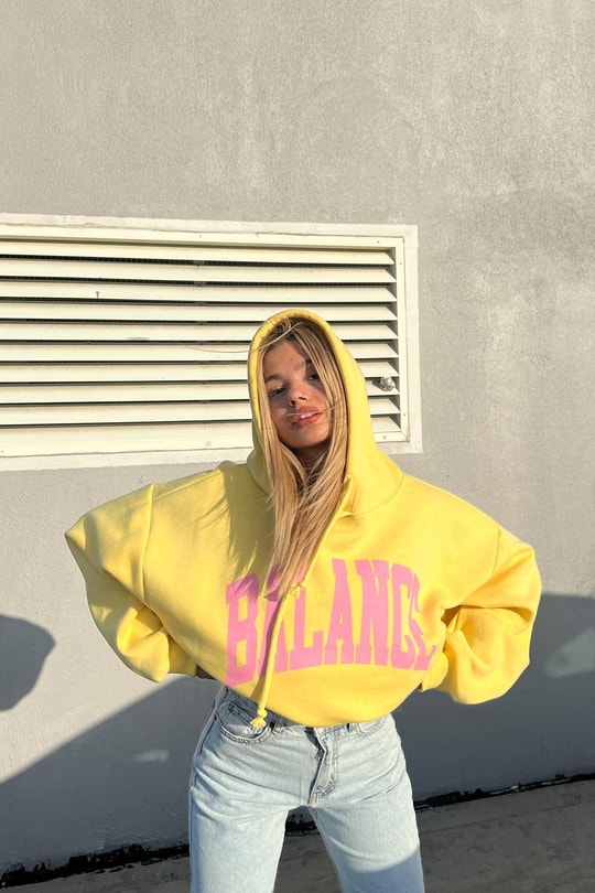 Kapüşonlu Balance Sweatshirt Sarı