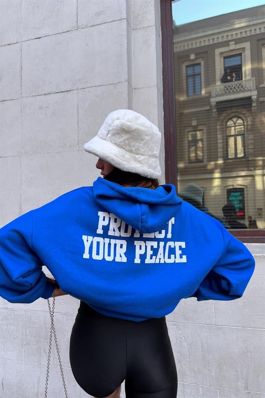 Kapüşonlu Balance Sweatshirt Saks Mavisi