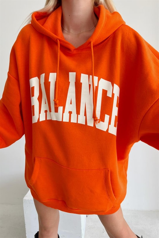 Kapüşonlu Balance Sweatshirt Oranj