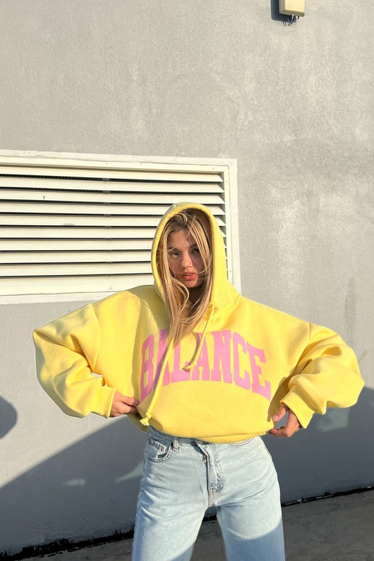 Kapüşonlu Balance Sweatshirt Sarı