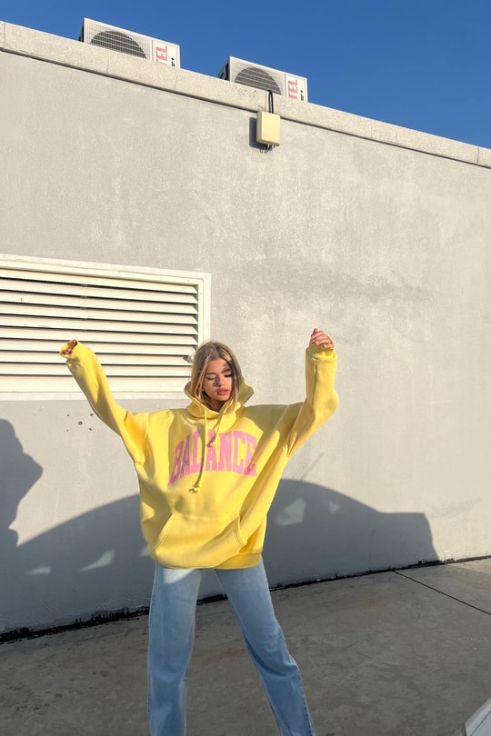Kapüşonlu Balance Sweatshirt Sarı