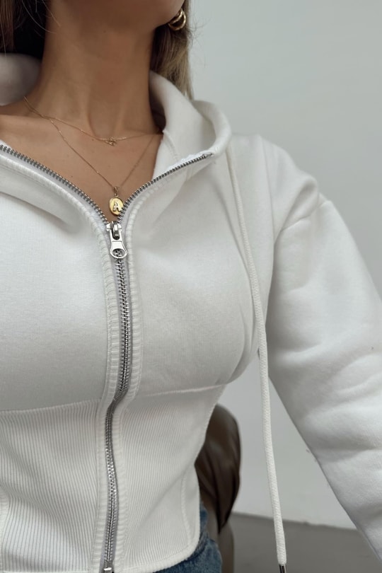 Korsajlı Sweatshirt Beyaz