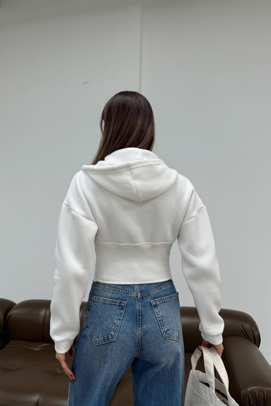 Korsajlı Sweatshirt Beyaz