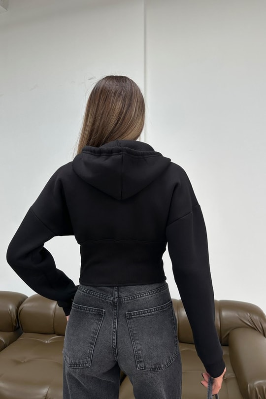 Korsajlı Sweatshirt Siyah