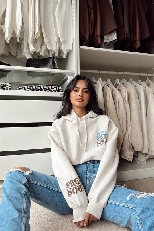 Legendary Kapüşonlu Sweatshirt Ekru