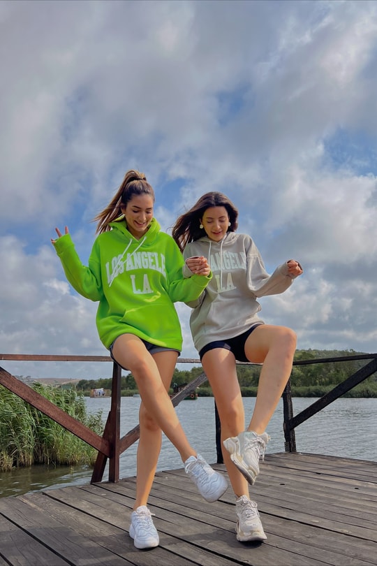 Los Angeles Baskı Sweatshirt Vizon