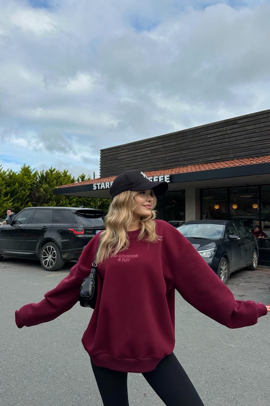 Luv Baskı Sweat Bordo