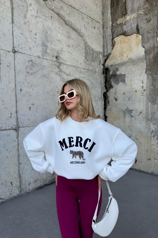Mercı White Sweat Beyaz