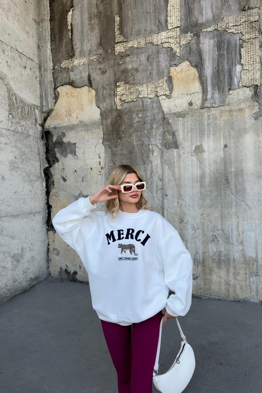 Mercı White Sweat Beyaz