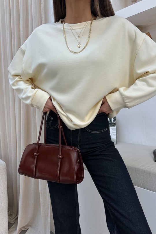 Modal Kumaş İnce Sweat Sarı