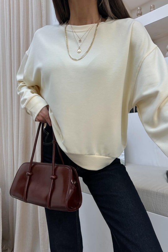 Modal Kumaş İnce Sweat Sarı