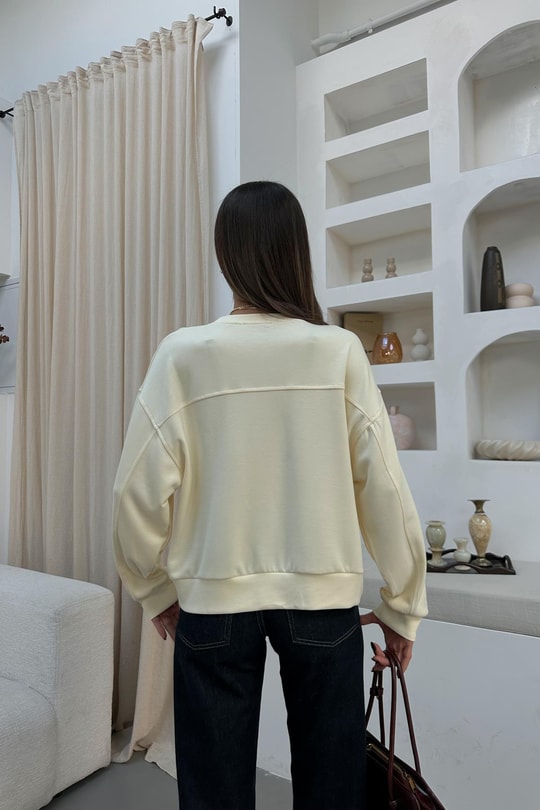 Modal Kumaş İnce Sweat Sarı