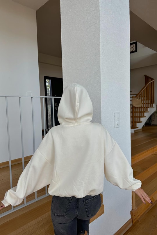 Nyc Baskılı Sweatshirt Krem