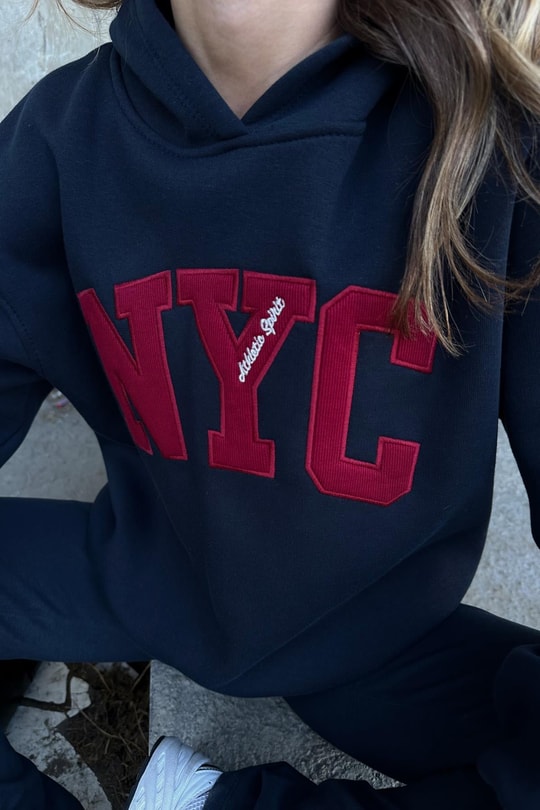 Nyc Nakışlı Sweat Lacivert