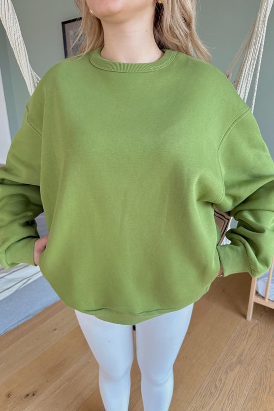 Omuz Dikişli Oversize Sweatshirt Kivi Yeşili