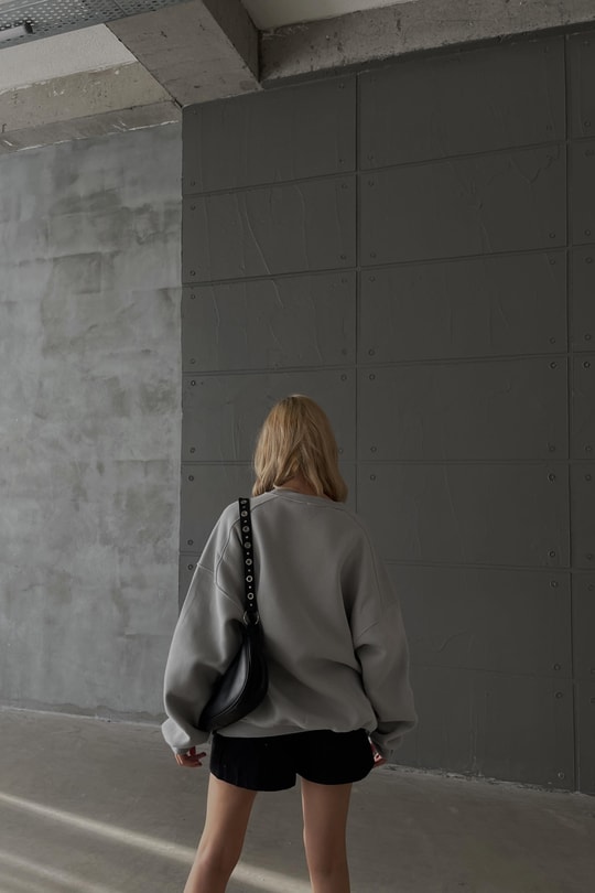 Omuz Dikişli Sweatshirt Gri