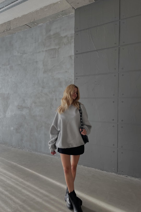 Omuz Dikişli Sweatshirt Gri