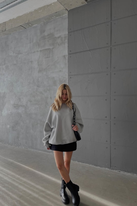 Omuz Dikişli Sweatshirt Gri