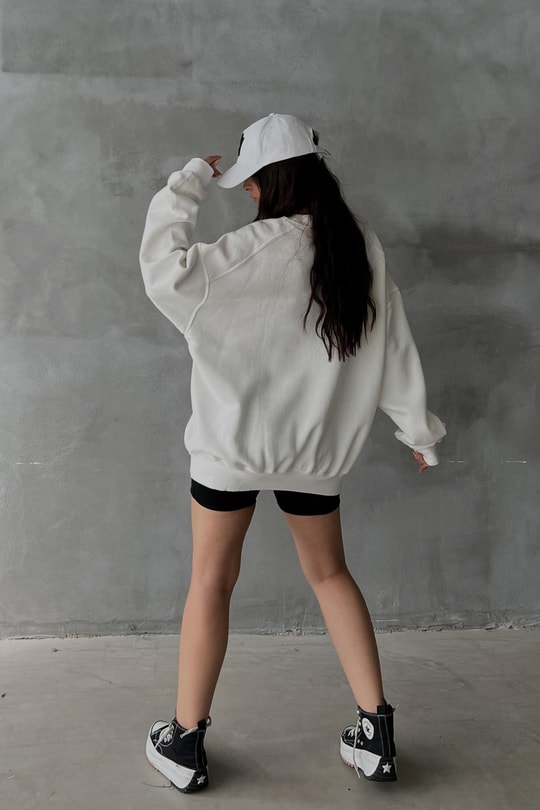 Omuz Dikişli Sweatshirt Krem