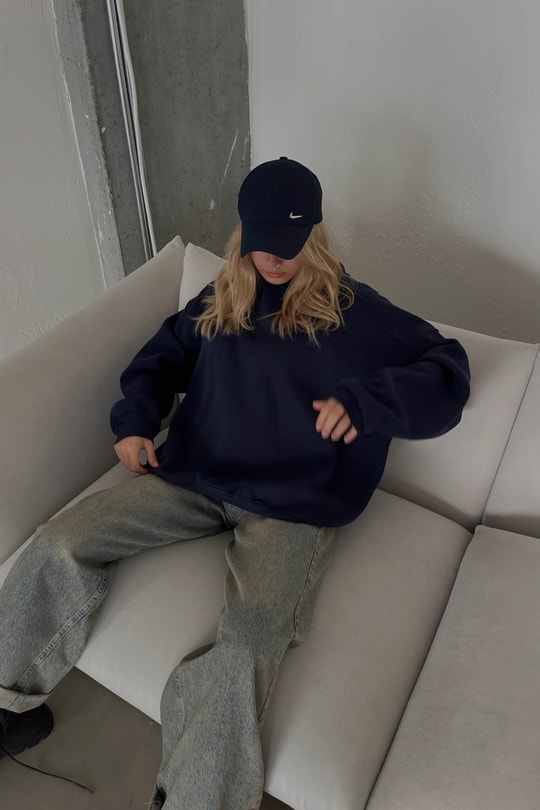 Omuz Dikişli Sweatshirt Lacivert