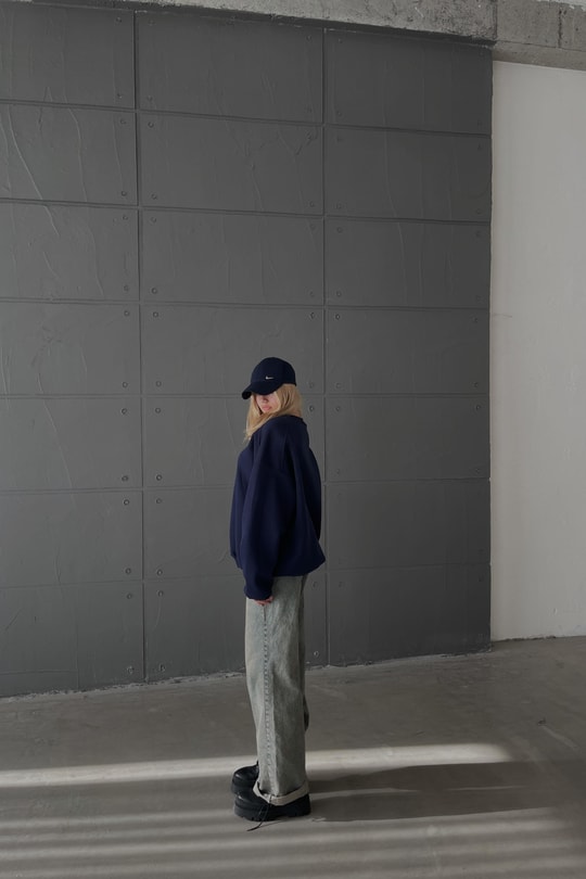 Omuz Dikişli Sweatshirt Lacivert