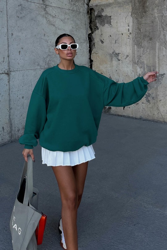 Omuz Dikişli Sweatshirt Yeşil