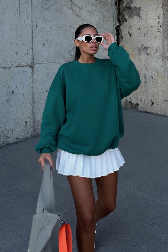 Omuz Dikişli Sweatshirt Yeşil