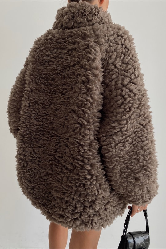 Oversize Premium Peluş Sweat Koyu Kahve