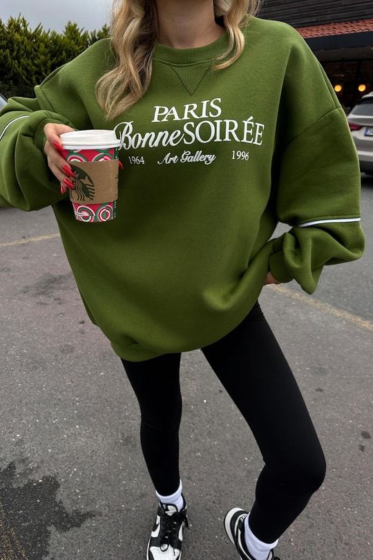 Paris Bonne Sweatshirt Kivi Yeşili