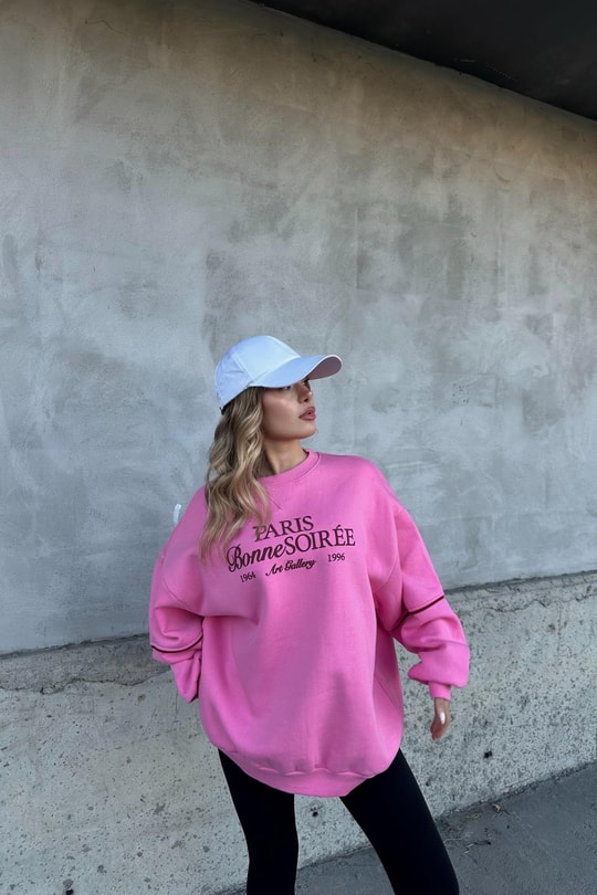 Paris Bonne Sweatshirt Pembe