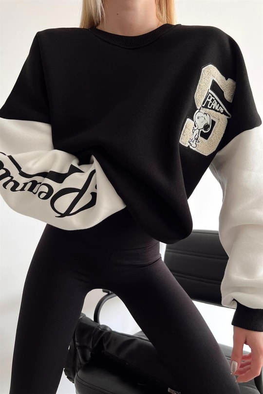 Peanuts Duo Sweatshirt Siyah