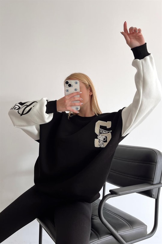 Peanuts Duo Sweatshirt Siyah