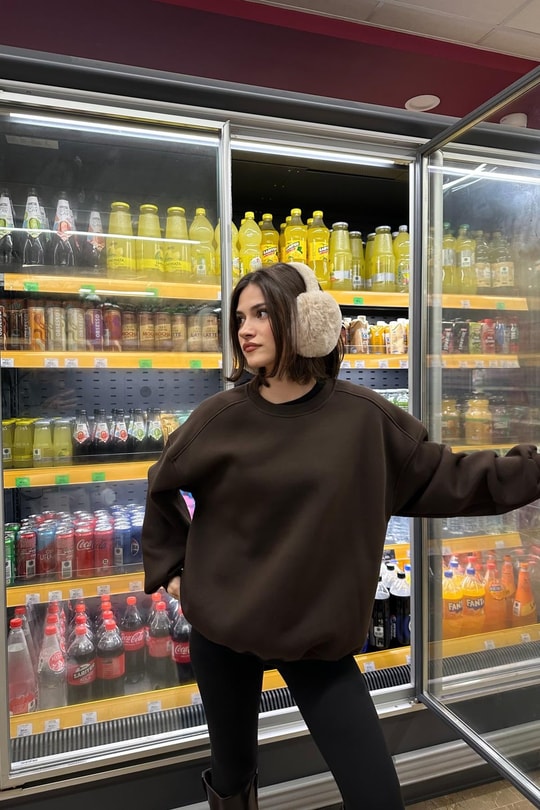 Ribanalı Basic Sweat Kahverengi