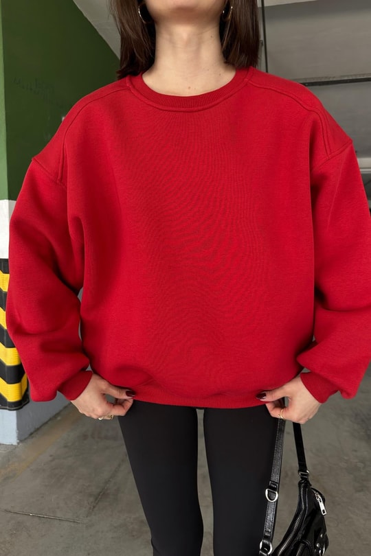 Ribanalı Basic Sweat Kırmızı