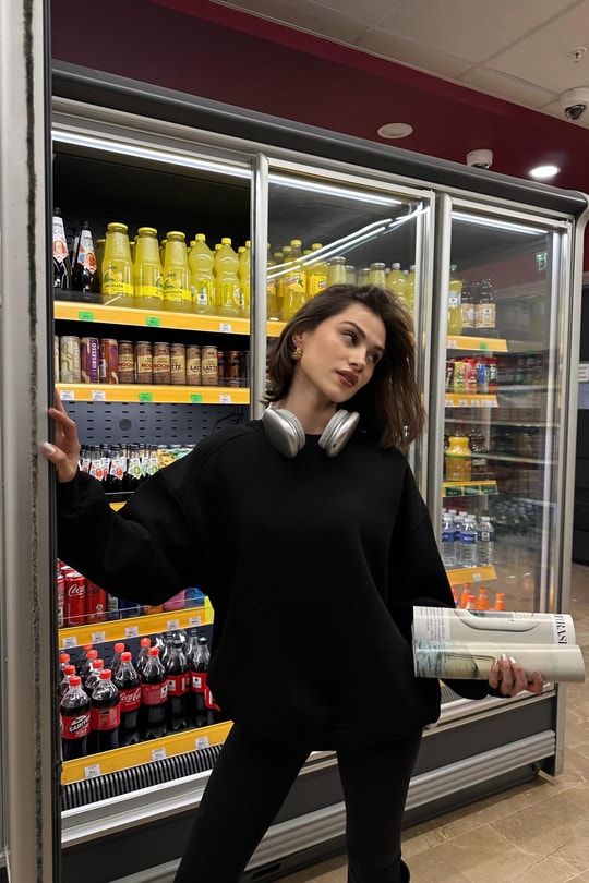 Ribanalı Basic Sweat Siyah