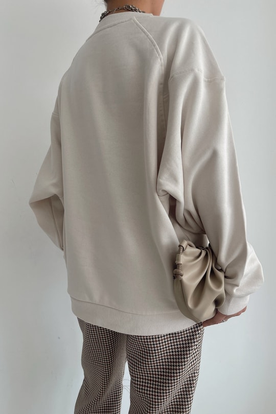 Ribanalı Masjesctic Sweatshirt Bej