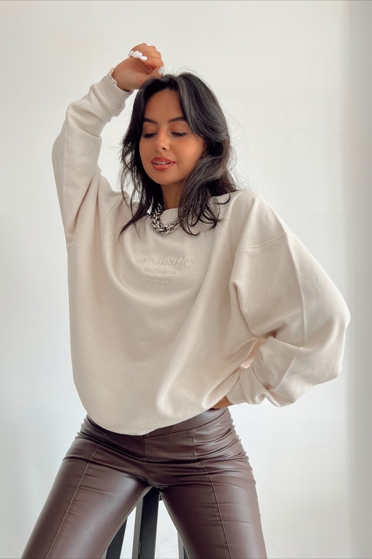 Ribanalı Masjesctic Sweatshirt Bej