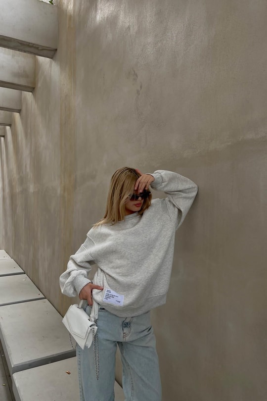 Sırt Fermuarlı Sweatshirt GRİ