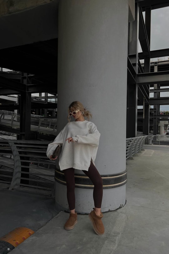 Yan Fermuarlı Bisiklet Yaka Sweatshirt Bej Melanj
