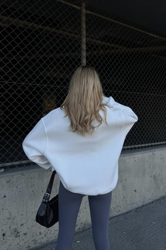 Yazı Baskı Sweatshirt Beyaz