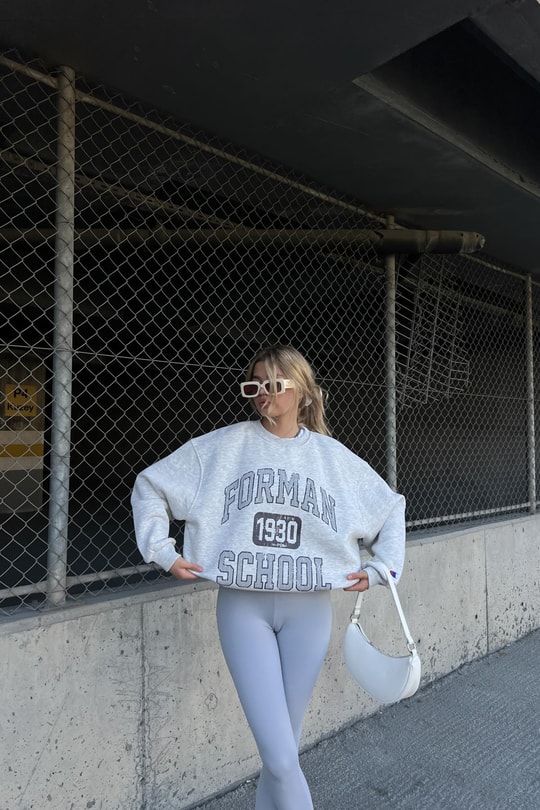 Yazı Baskı Sweatshirt Gri