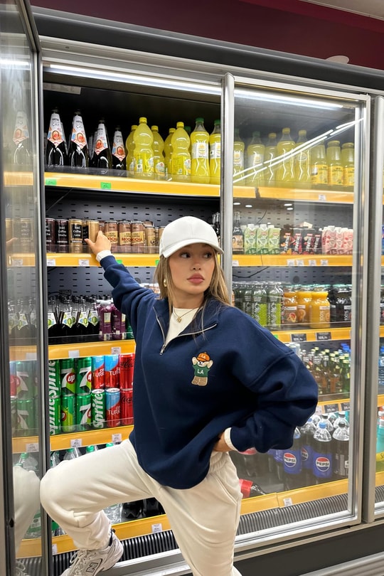 Zip Detay Teddy LA Sweat Lacivert