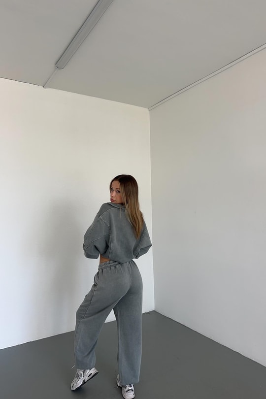 Acıd Wash Takım Koyu Gri