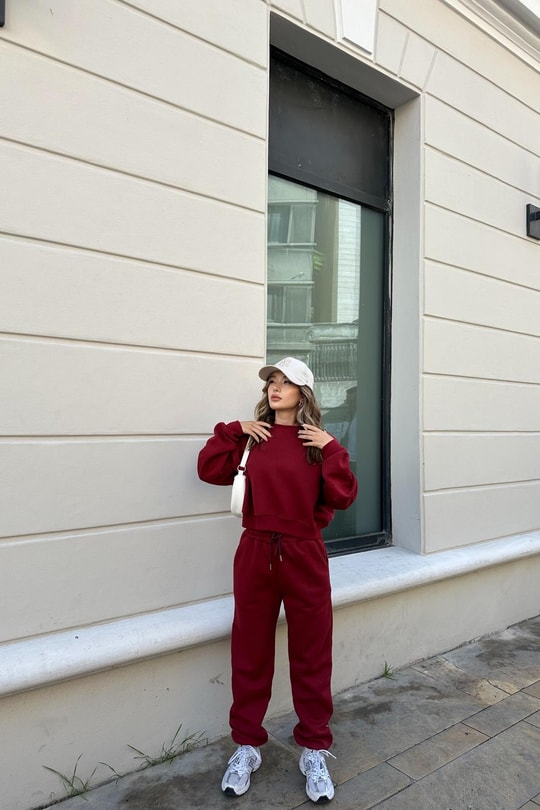 Basic Jogger Takım Bordo