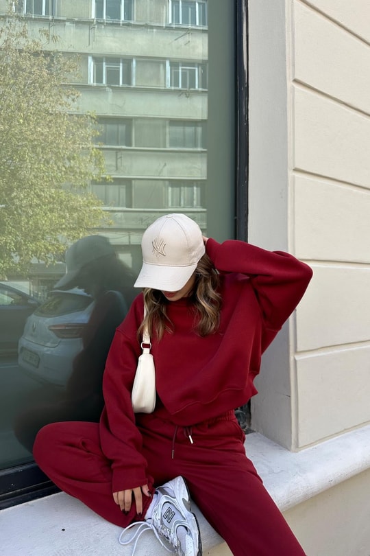 Basic Jogger Takım Bordo