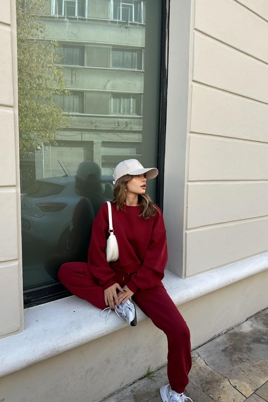 Basic Jogger Takım Bordo