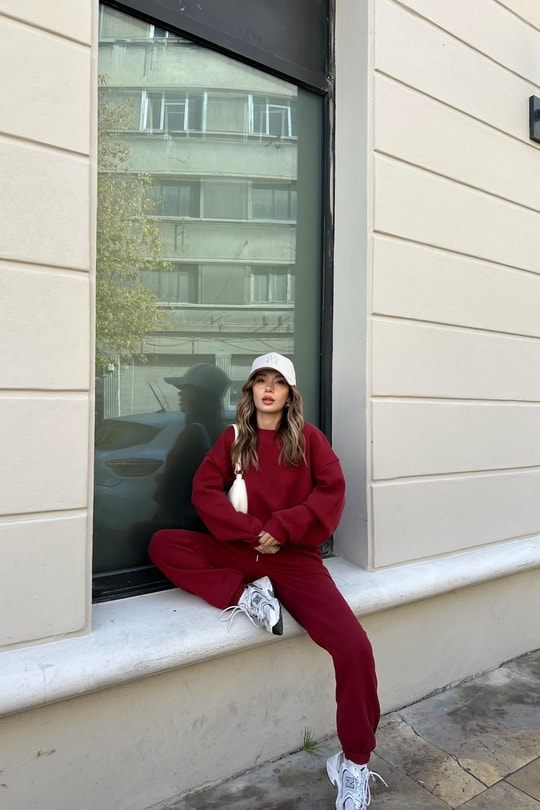 Basic Jogger Takım Bordo