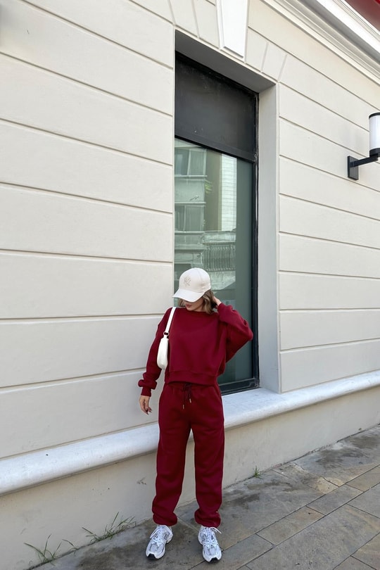 Basic Jogger Takım Bordo