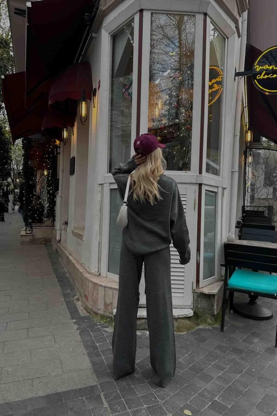 Basıc Oversize Triko Takım Antrasit